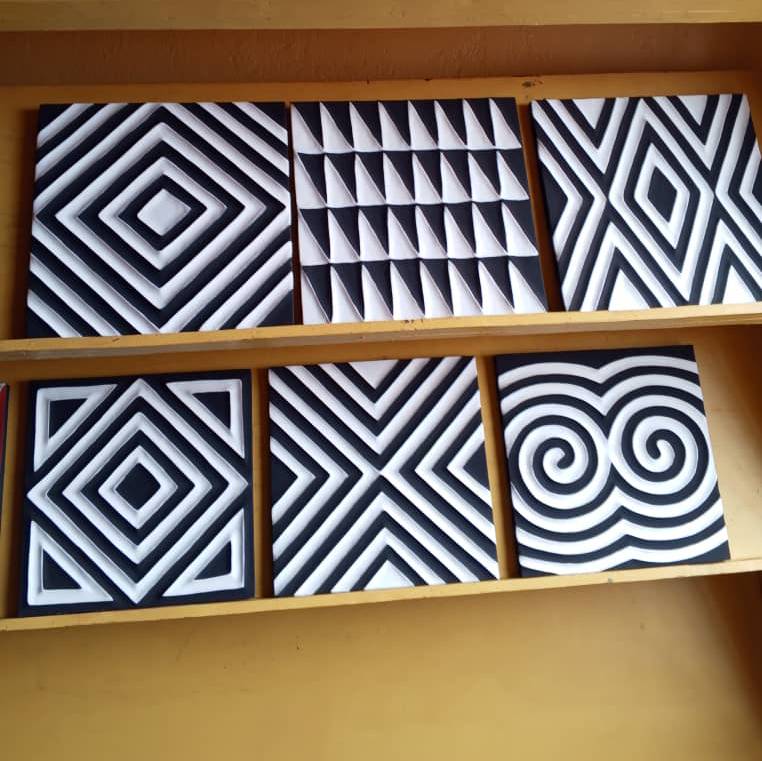 Traditional Rwandan Imigongo Art Panels 60 CMX 80 CM